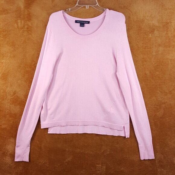 FRENCH CONNECTION Womens Sweater Large Pink Pullover Side Slit Viscose Knit - Picture 1 of 7